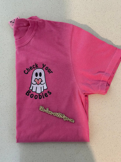 Check Your Boobies Embroidered Tee