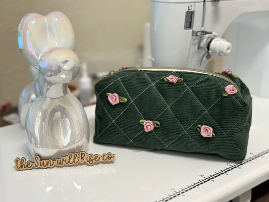 Rosebud Corduroy | Charlotte Quilted Makeup Bag