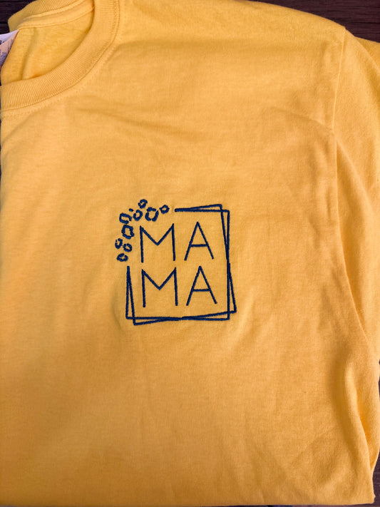 Mama Cheetah Embroidered Tee | Left Chest Design