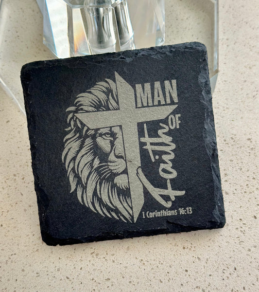 Man of Faith Slate Coaster